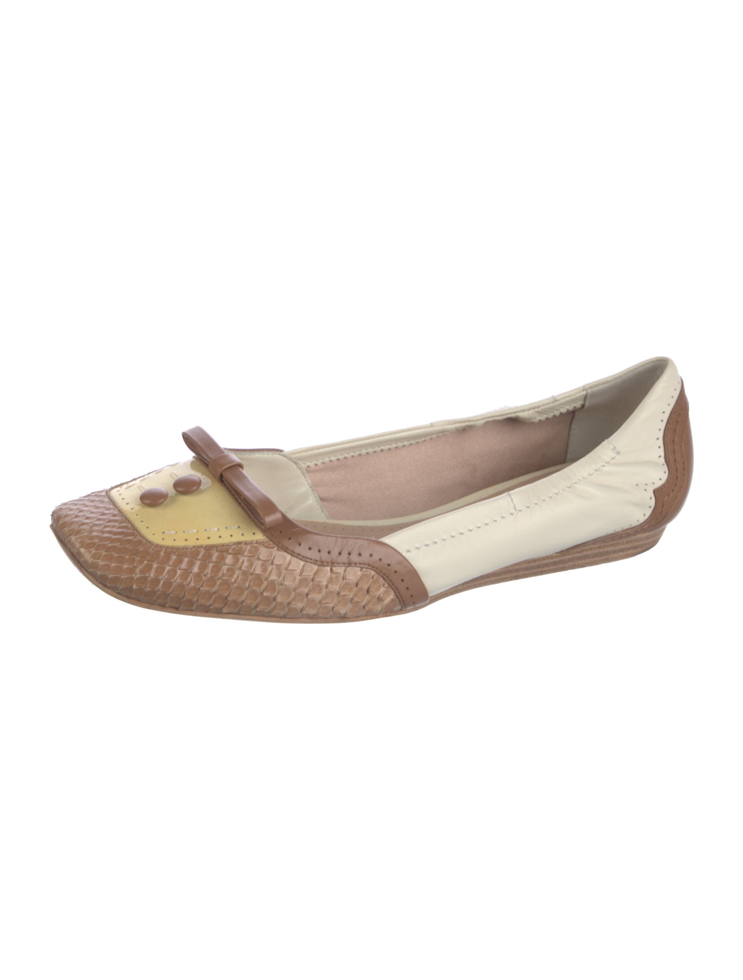 Bally Leather Colorblock Pattern Ballet Flats